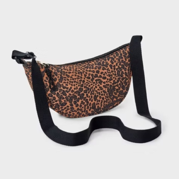 Leopard Print Crescent Shoulder Bag - Picture 3 of 5